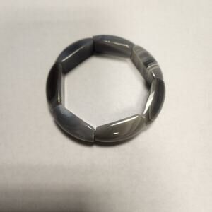 Chunky gray and black stretchy bracelet heavy may be resin jb